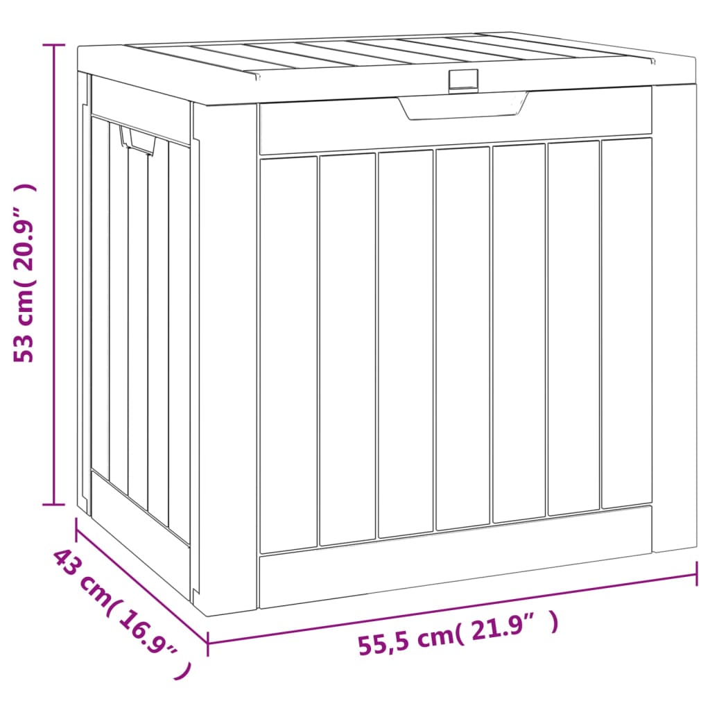 vidaXL Garden Storage Box Grey 55.5x43x53 cm Polypropylene