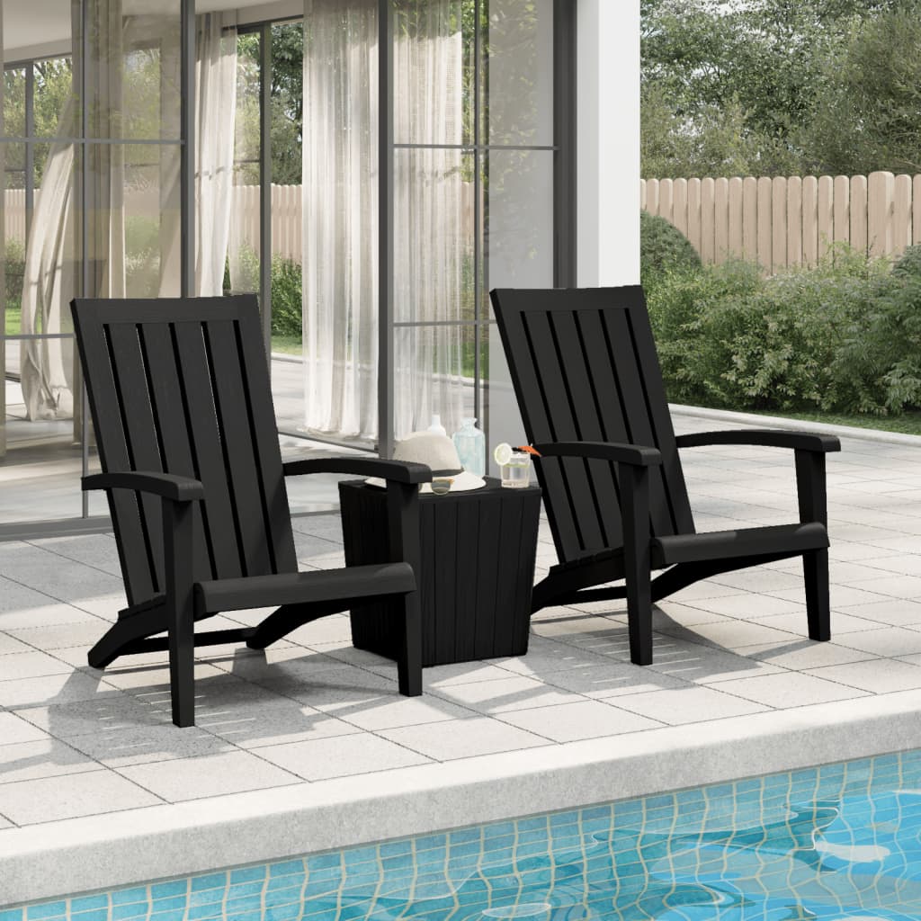 Garden Adirondack Chair |  Set of 2 | Black | Polypropylene | Standard