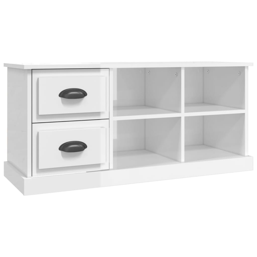 TV Cabinet High Gloss White 102x35,5x47,5 cm Engineered Wood