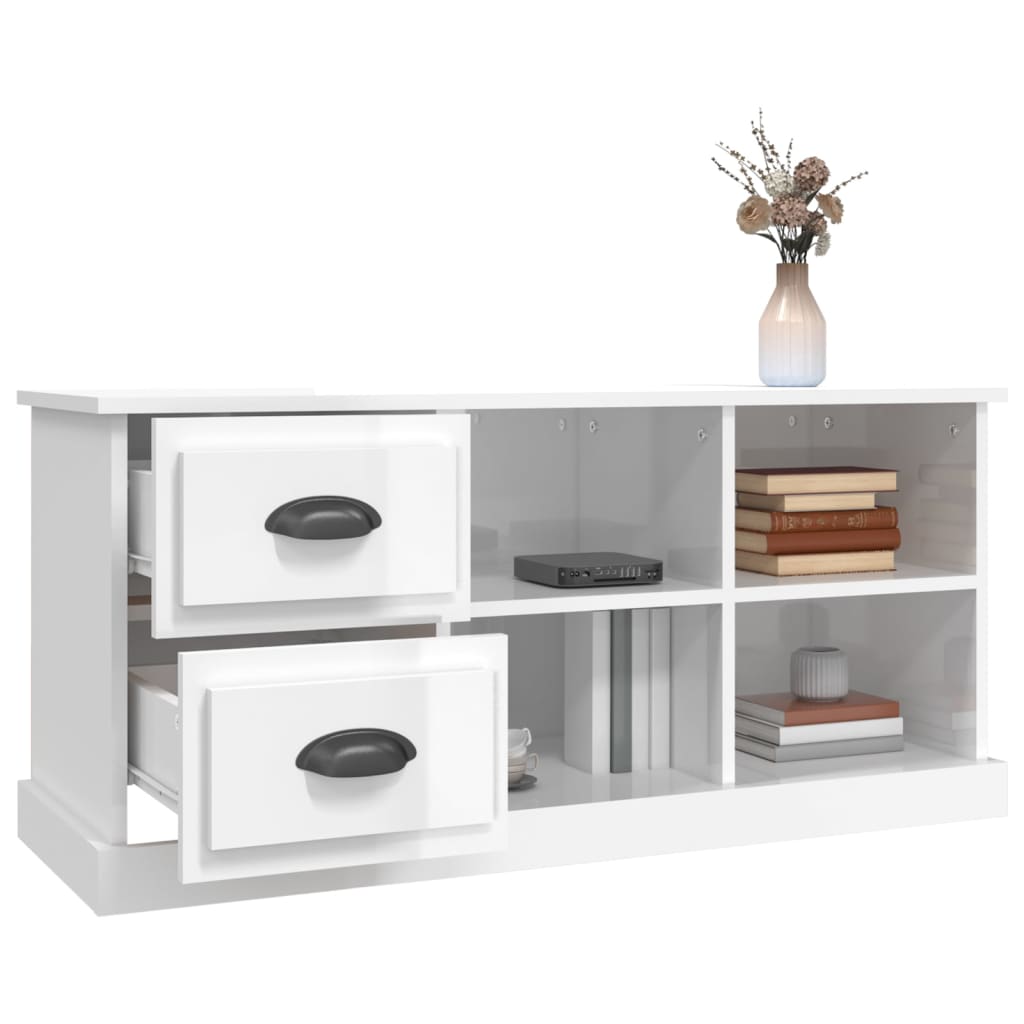 TV Cabinet High Gloss White 102x35,5x47,5 cm Engineered Wood
