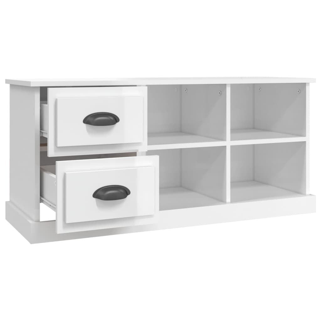 TV Cabinet High Gloss White 102x35,5x47,5 cm Engineered Wood