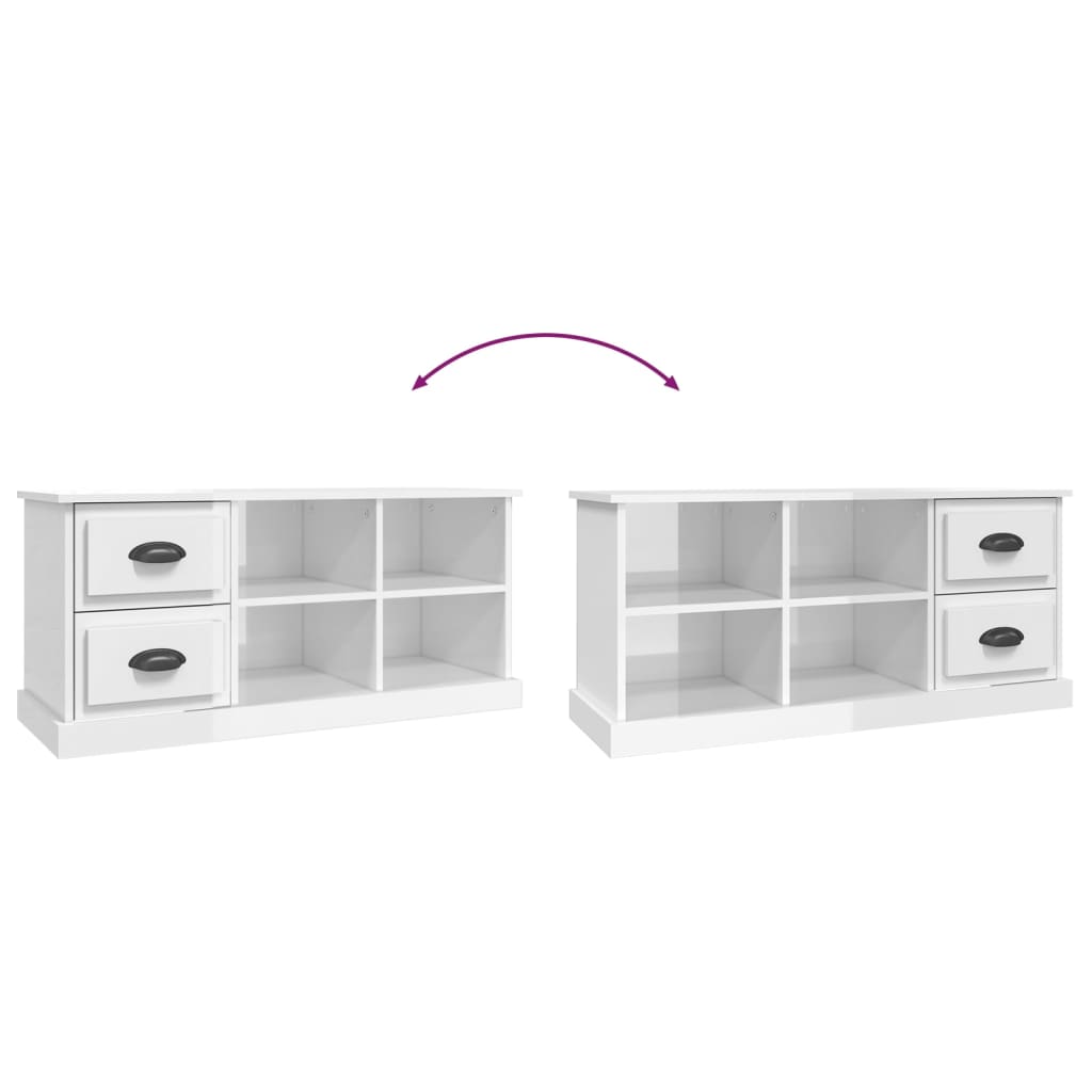 TV Cabinet High Gloss White 102x35,5x47,5 cm Engineered Wood