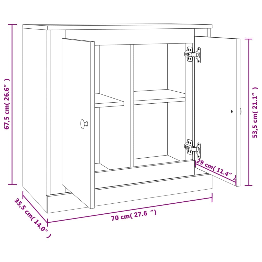 Sideboard Grey Sonoma 70x35,5x67,5 cm Engineered Wood