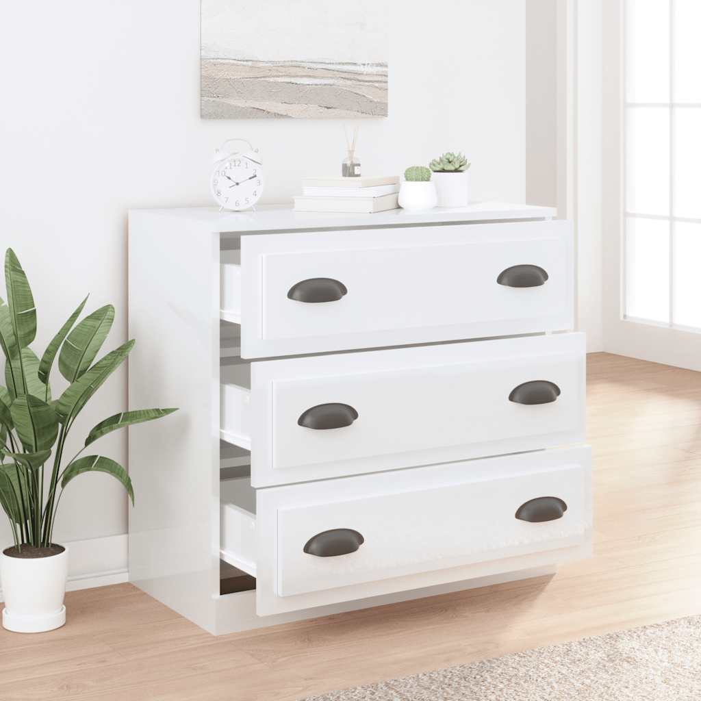 Sideboard High Gloss White 70x35,5x67,5 cm Engineered Wood