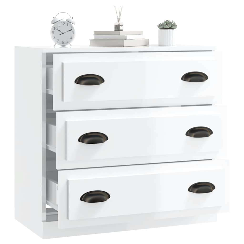 Sideboard High Gloss White 70x35,5x67,5 cm Engineered Wood