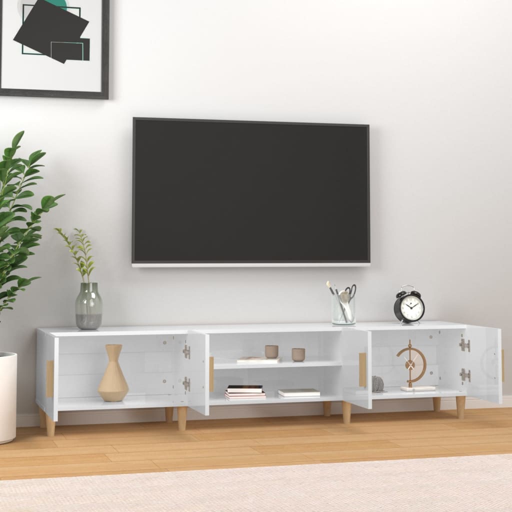 TV Cabinet High Gloss White 180x31,5x40 cm Engineered Wood