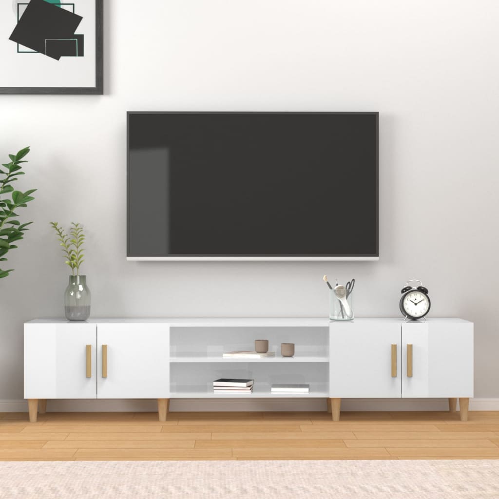 TV Cabinet High Gloss White 180x31,5x40 cm Engineered Wood