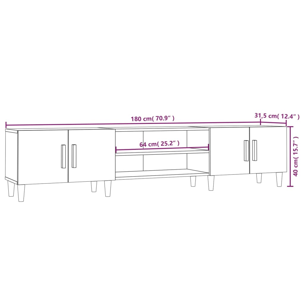TV Cabinet Concrete Grey 180x31,5x40 cm Engineered Wood