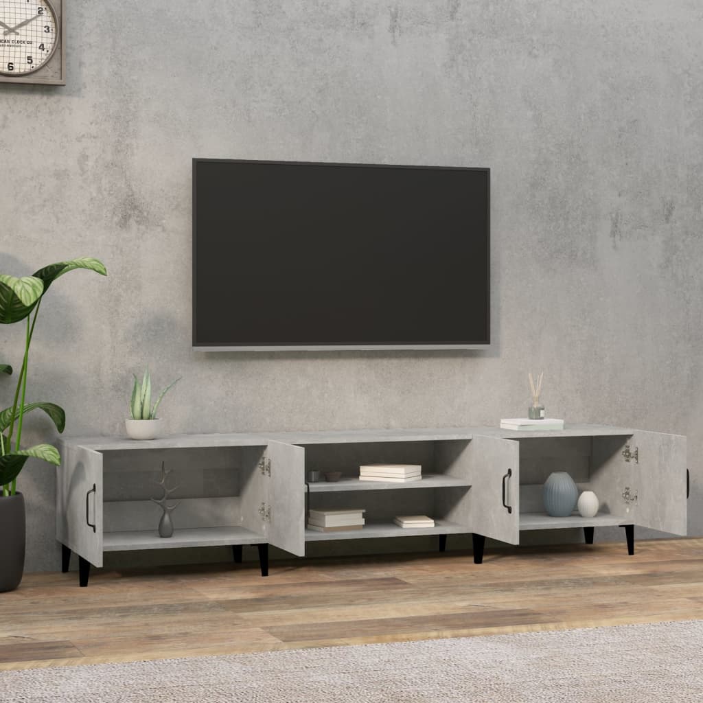 vidaXL TV Cabinet Concrete Grey 180x31.5x40 cm Engineered Wood