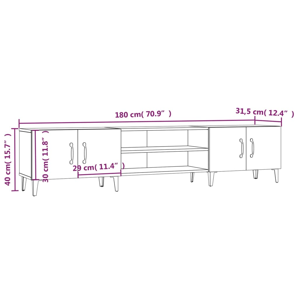 TV Cabinet Concrete Grey 180x31,5x40 cm Engineered Wood