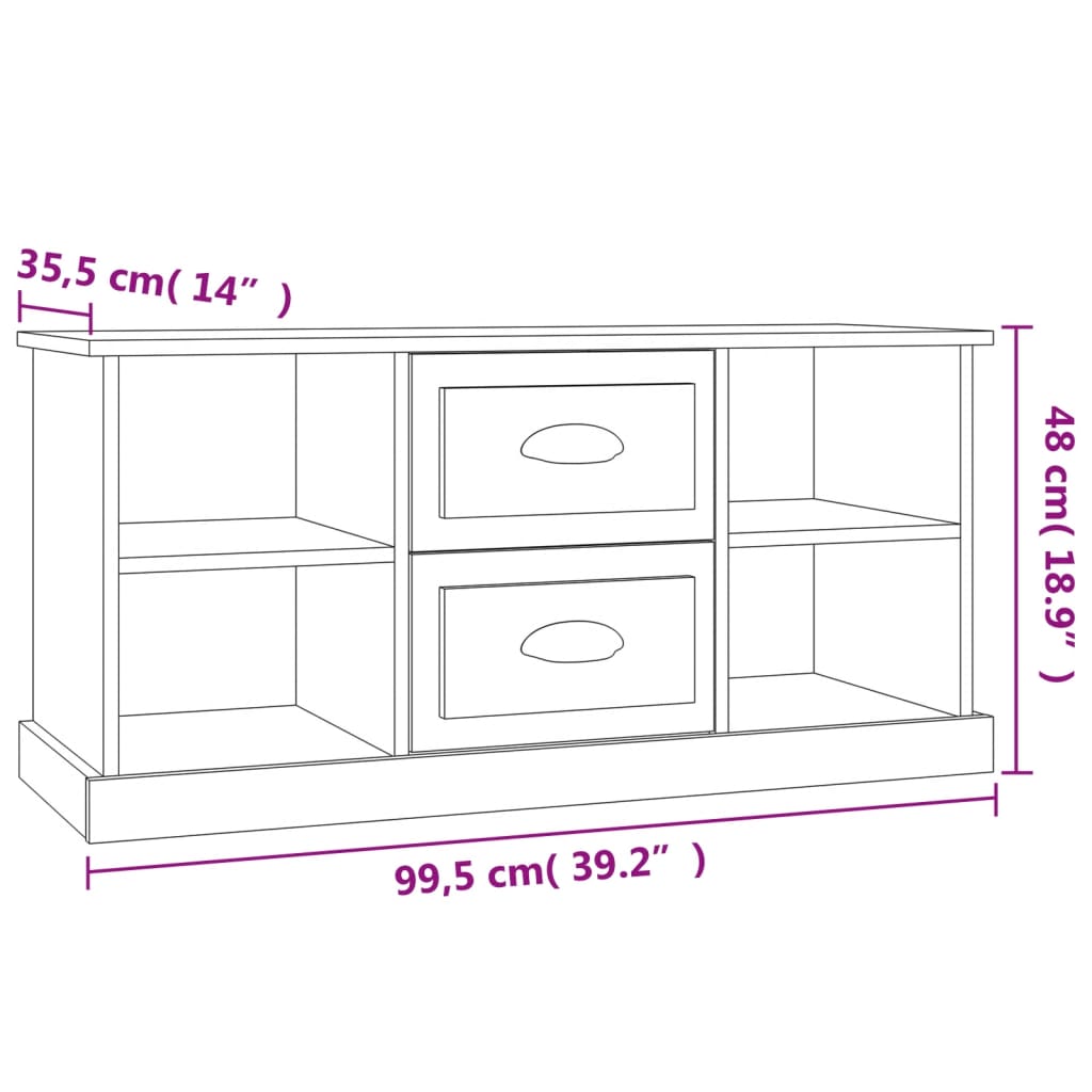 vidaXL TV Cabinet White 99.5x35.5x48 cm Engineered Wood