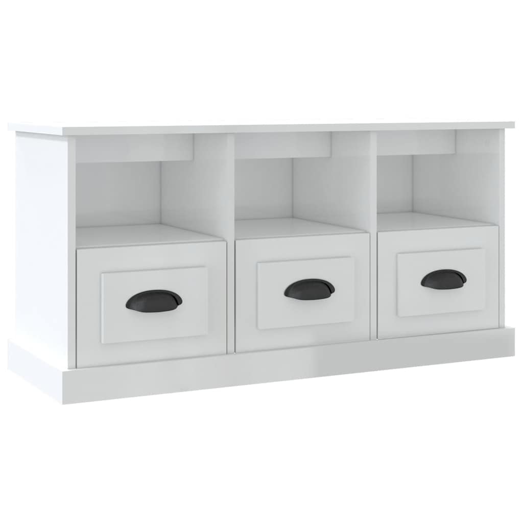 TV Cabinet High Gloss White 100x35x50 cm Engineered Wood