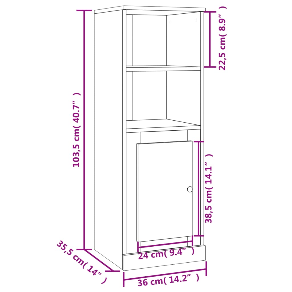 Highboard White 36x35,5x103,5 cm Engineered Wood