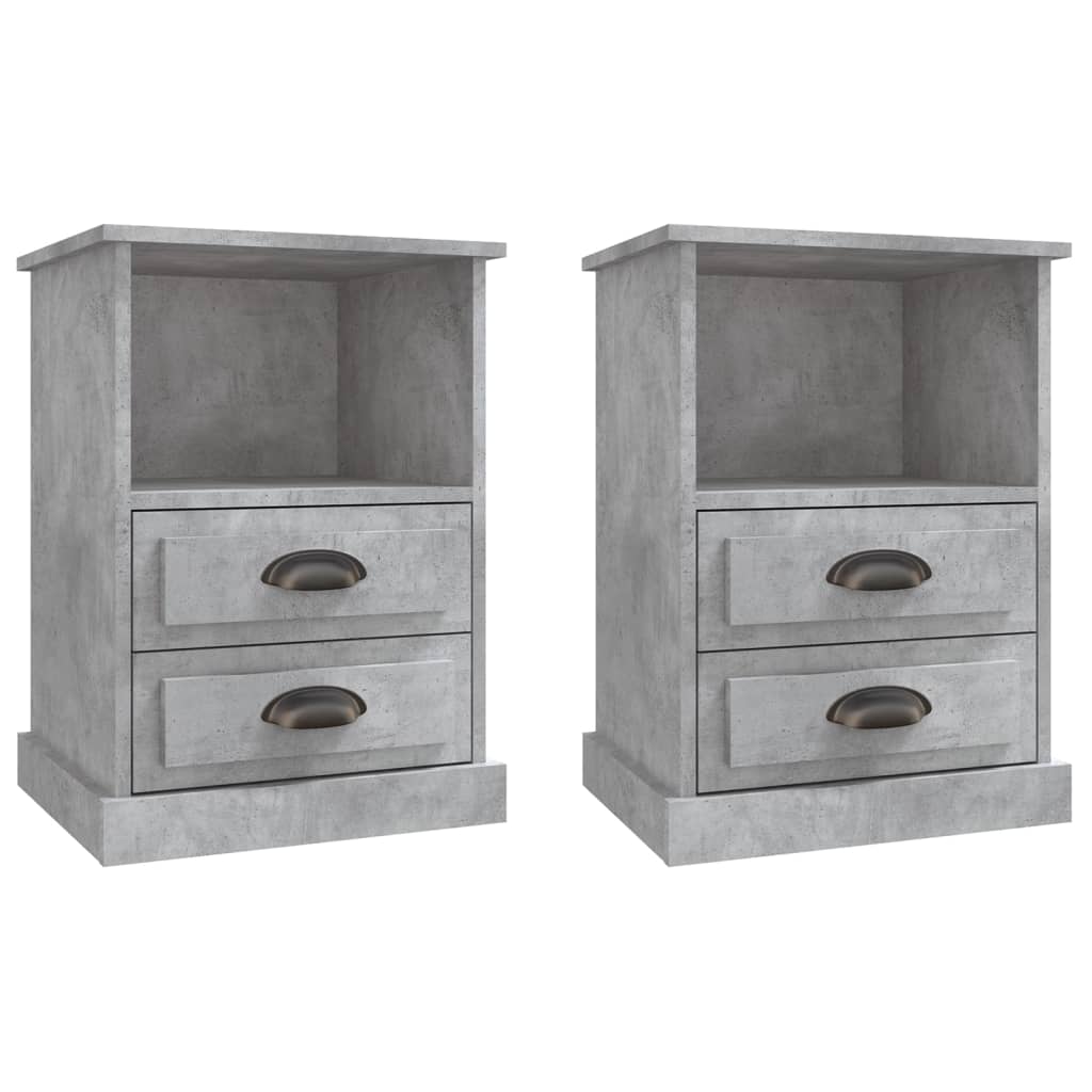 vidaXL Bedside Cabinets 2 pcs Concrete Grey 43x36x60 cm