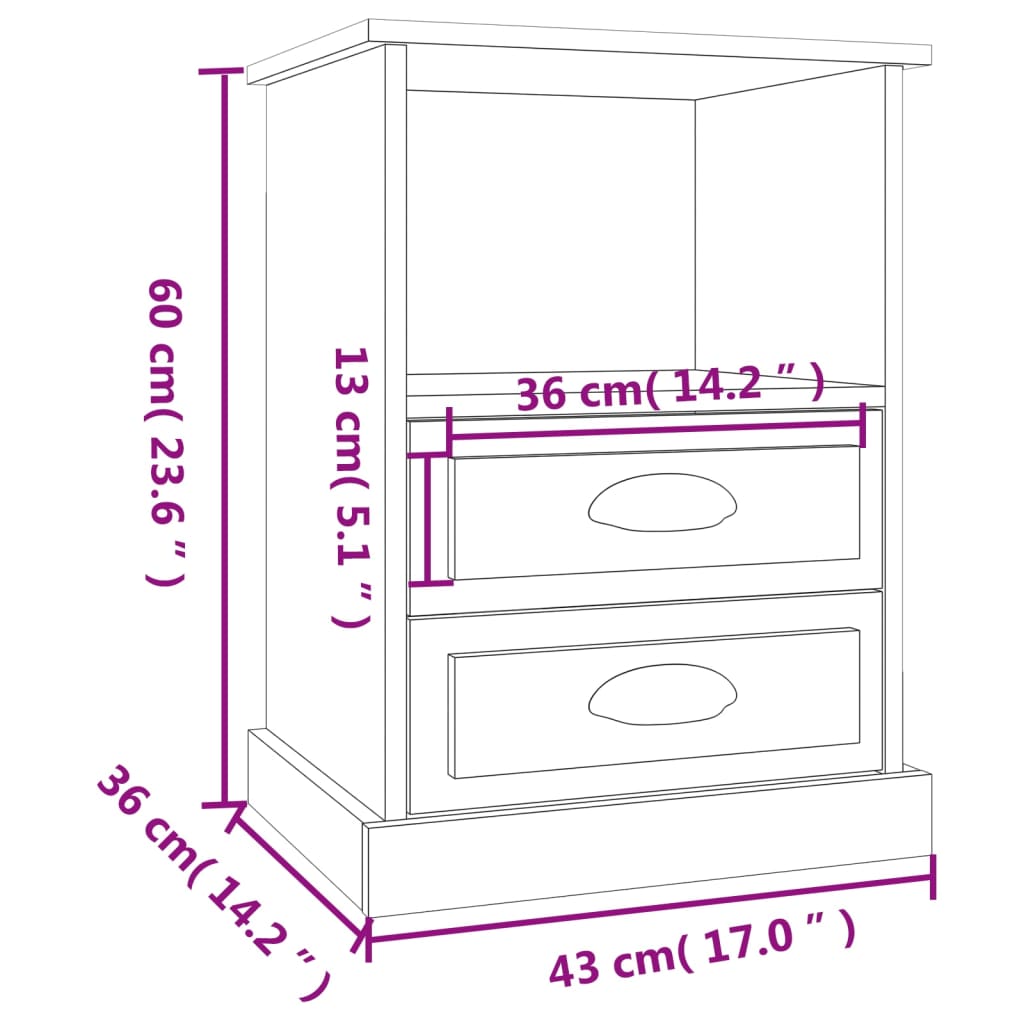 Bedside Cabinet Grey Sonoma 43x36x60 cm