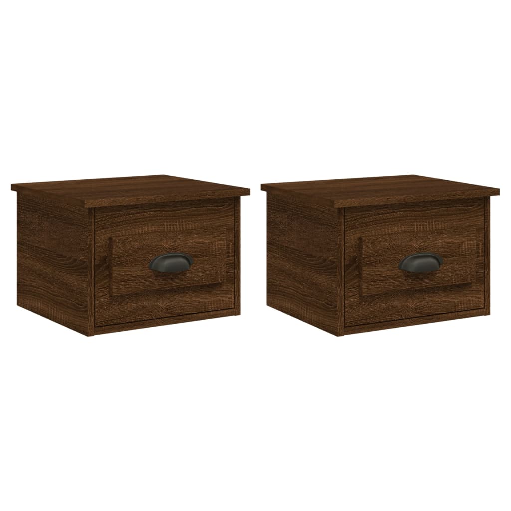 vidaXL Wall-mounted Bedside Cabinets 2 pcs Brown Oak 41.5x36x28cm