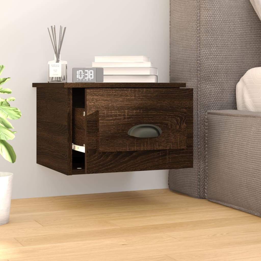 vidaXL Wall-mounted Bedside Cabinets 2 pcs Brown Oak 41.5x36x28cm