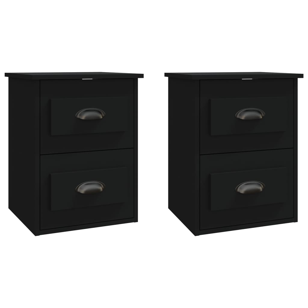 vidaXL Wall-mounted Bedside Cabinets 2 pcs Black 41.5x36x53cm