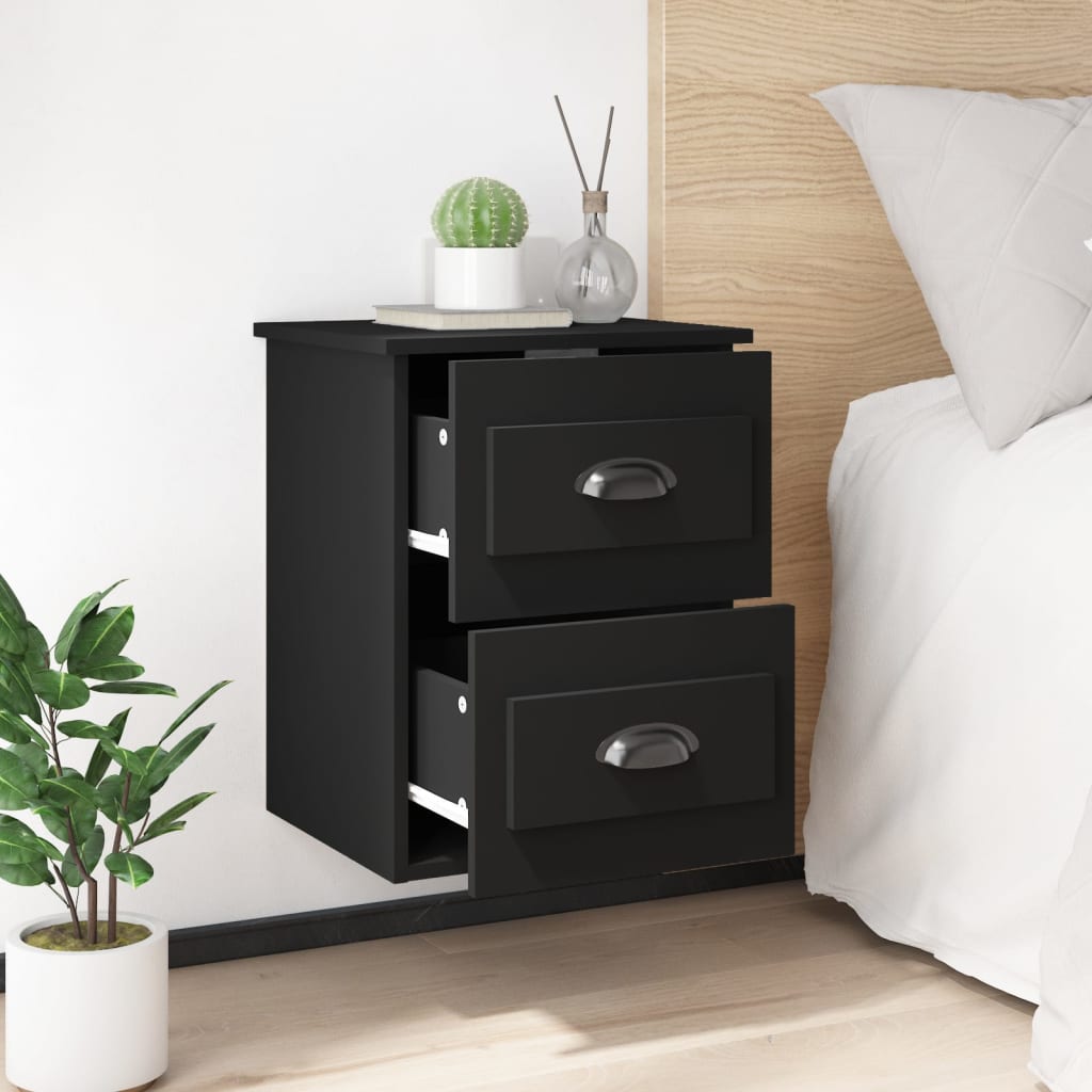 vidaXL Wall-mounted Bedside Cabinets 2 pcs Black 41.5x36x53cm