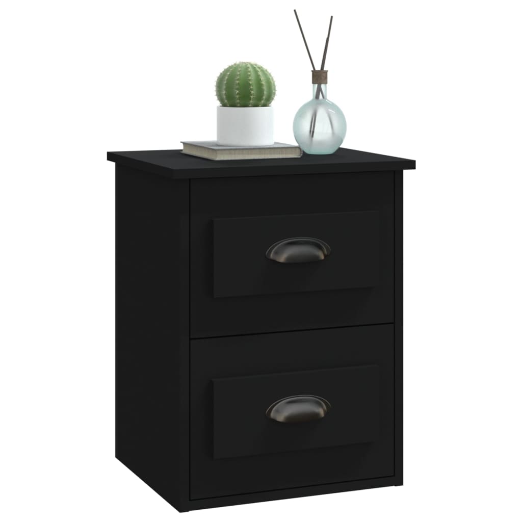 vidaXL Wall-mounted Bedside Cabinets 2 pcs Black 41.5x36x53cm