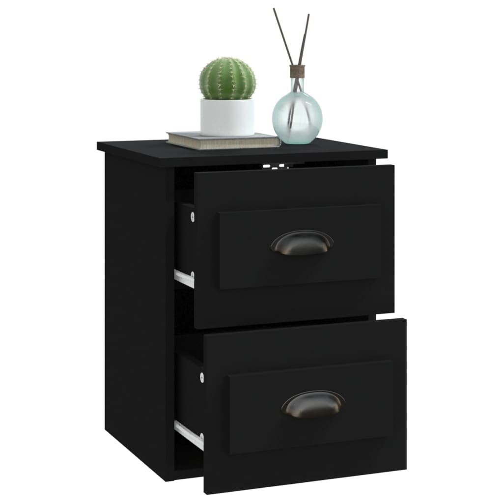 vidaXL Wall-mounted Bedside Cabinets 2 pcs Black 41.5x36x53cm