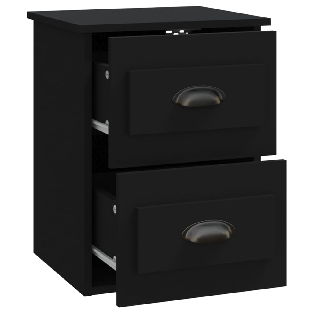 vidaXL Wall-mounted Bedside Cabinets 2 pcs Black 41.5x36x53cm