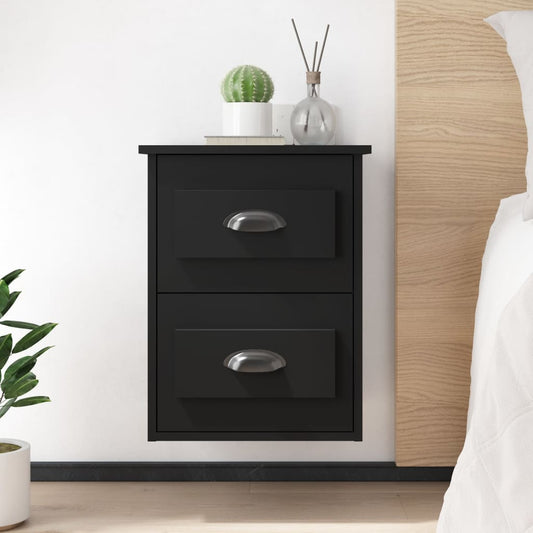 vidaXL Wall-mounted Bedside Cabinets 2 pcs Black 41.5x36x53cm