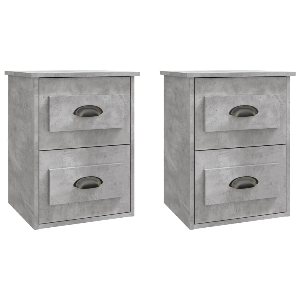 vidaXL Wall-mounted Bedside Cabinets 2 pcs Concrete Grey 41.5x36x53cm