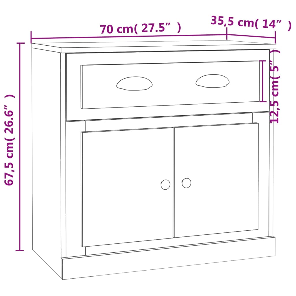 Sideboard Smoked Oak 70x35.5x67.5 cm Engineered Wood