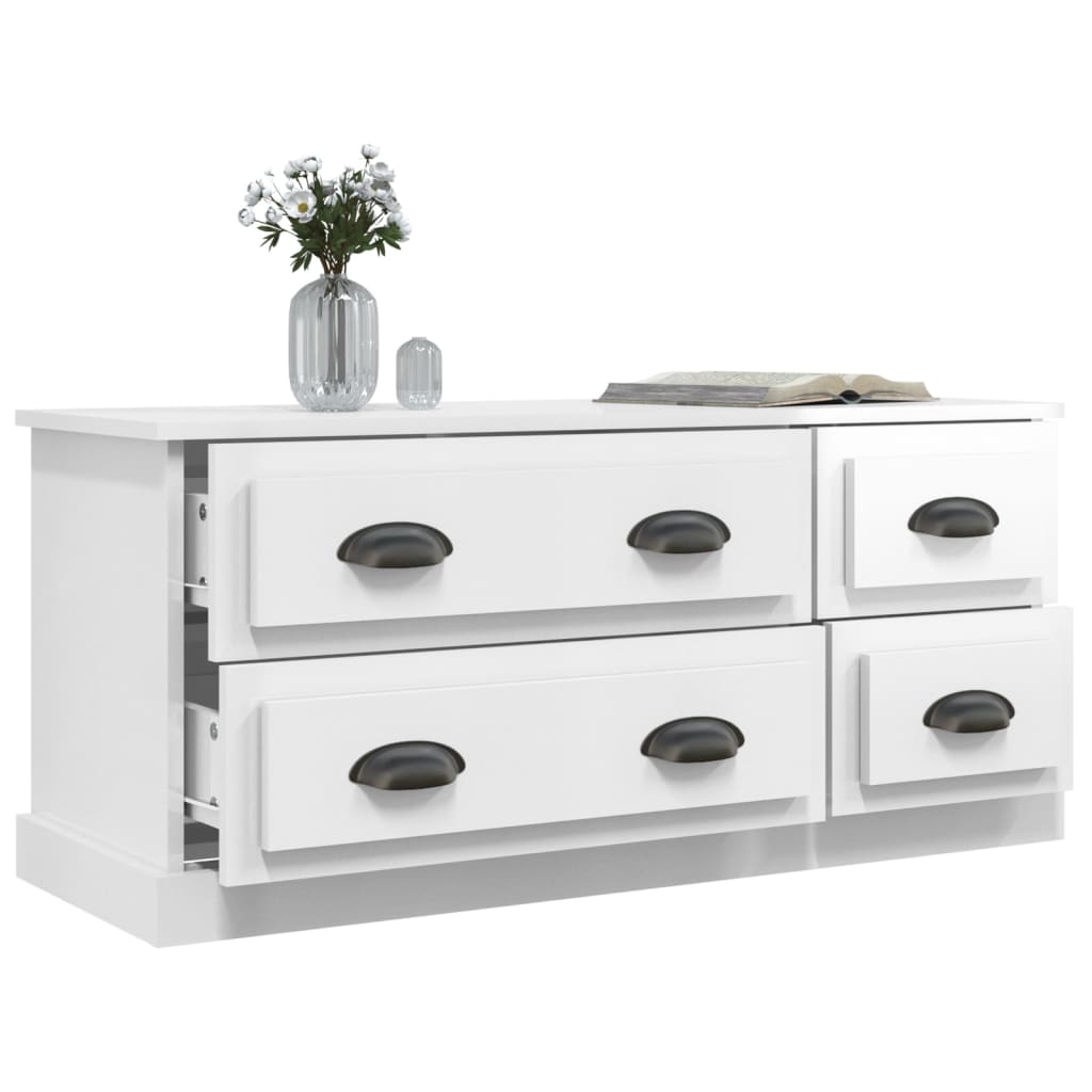 TV Cabinet High Gloss White 100x35,5x45 cm Engineered Wood