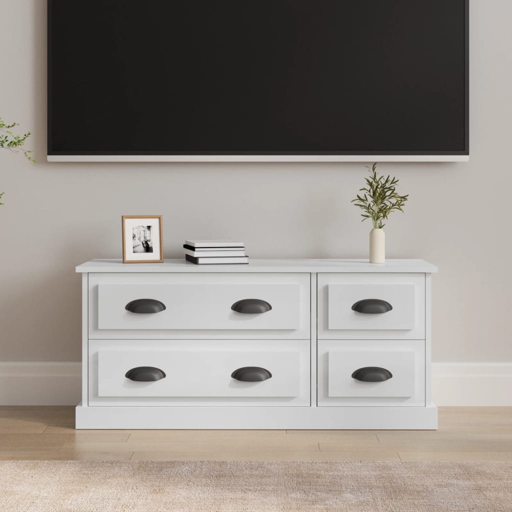 TV Cabinet High Gloss White 100x35,5x45 cm Engineered Wood