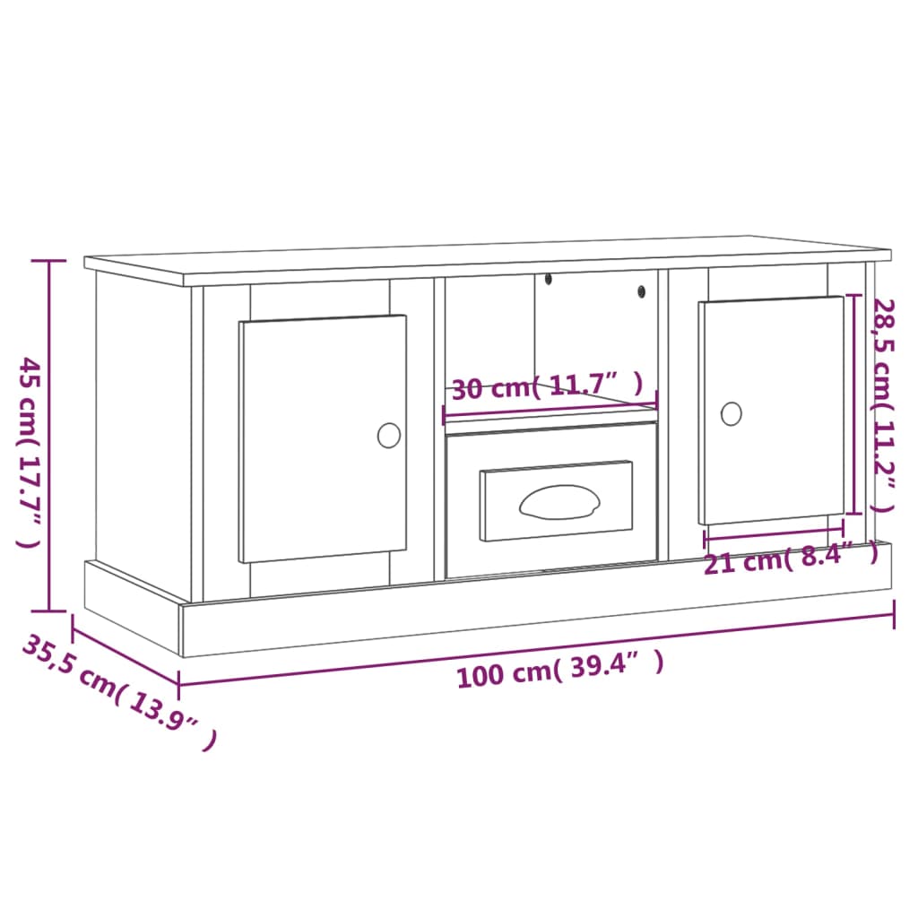 TV Cabinet Concrete Grey 100x35,5x45 cm Engineered Wood