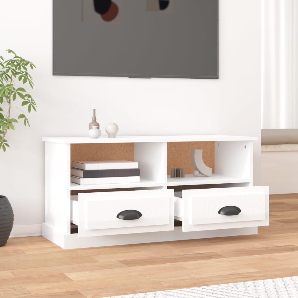 TV Cabinet High Gloss White 93x35,5x45 cm Engineered Wood