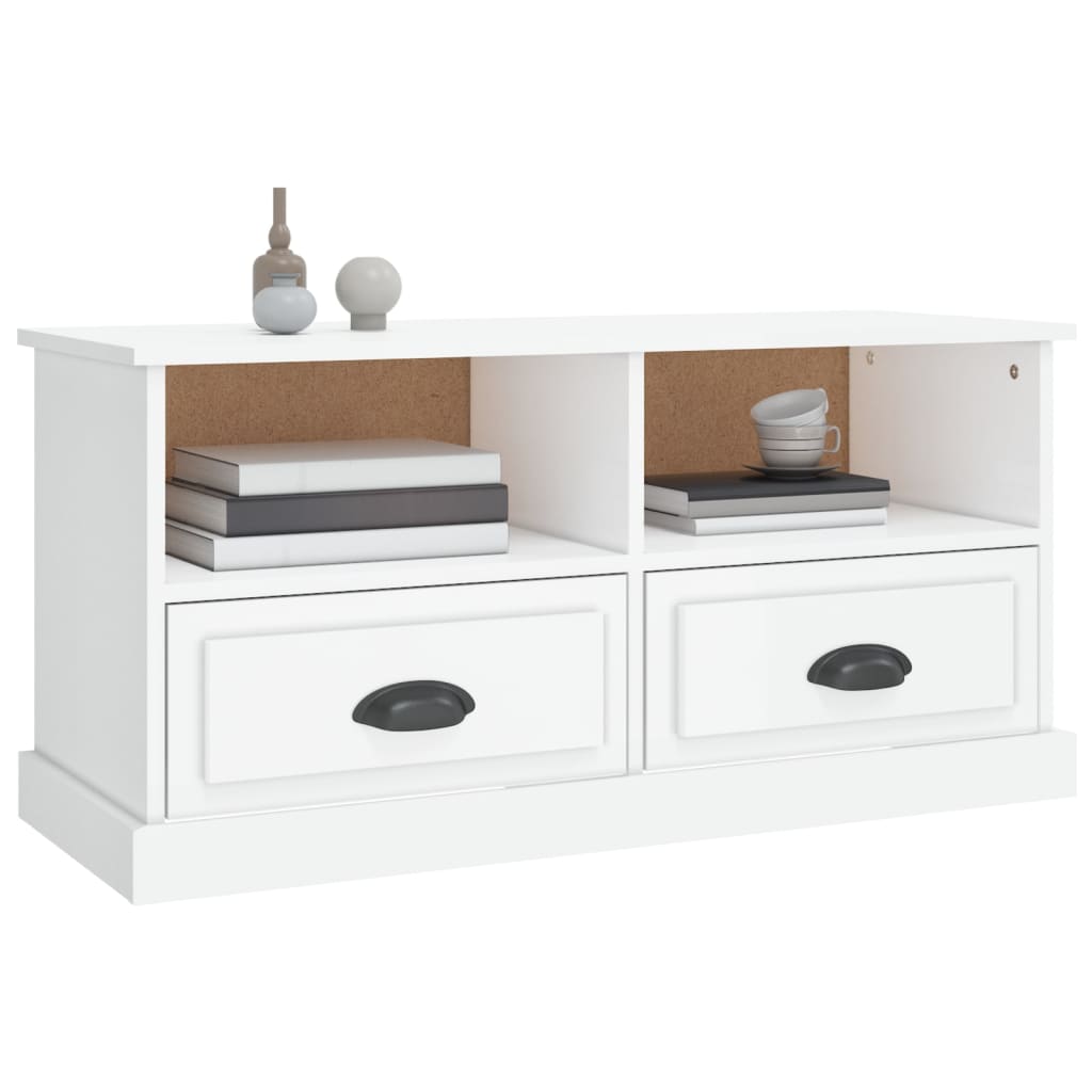 TV Cabinet High Gloss White 93x35,5x45 cm Engineered Wood
