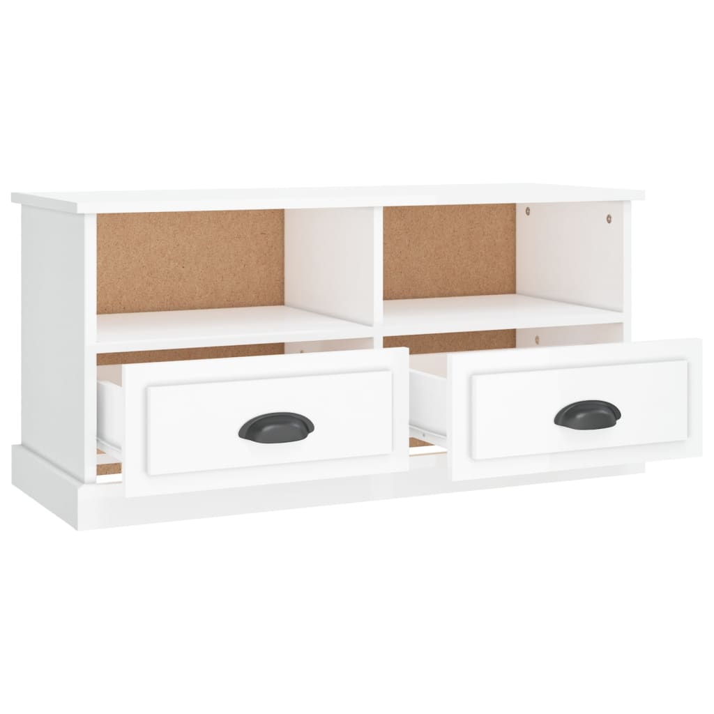 TV Cabinet High Gloss White 93x35,5x45 cm Engineered Wood