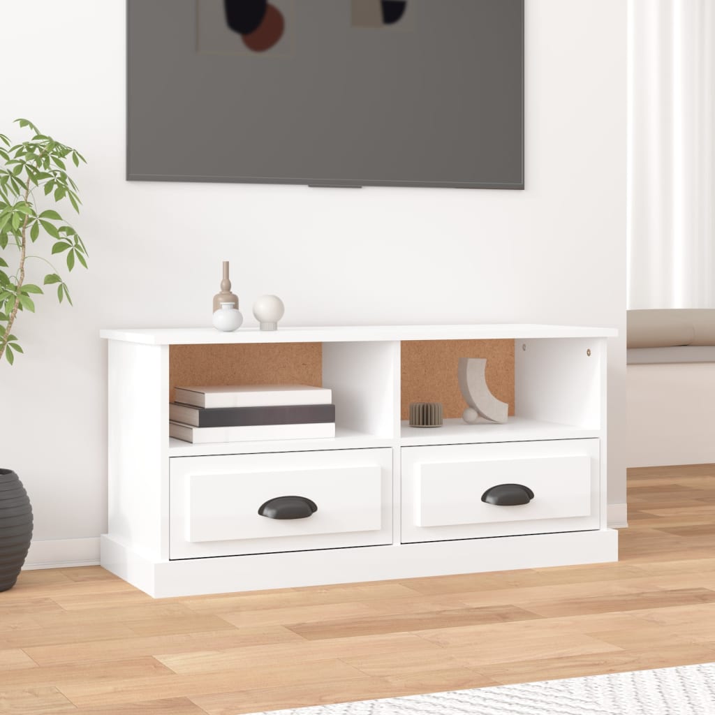 TV Cabinet High Gloss White 93x35,5x45 cm Engineered Wood