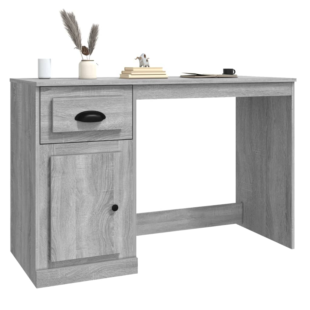 vidaXL Desk with Drawer Grey Sonoma 115x50x75 cm Engineered Wood