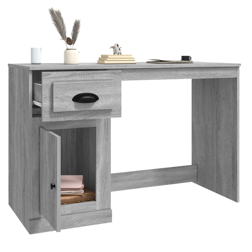 vidaXL Desk with Drawer Grey Sonoma 115x50x75 cm Engineered Wood