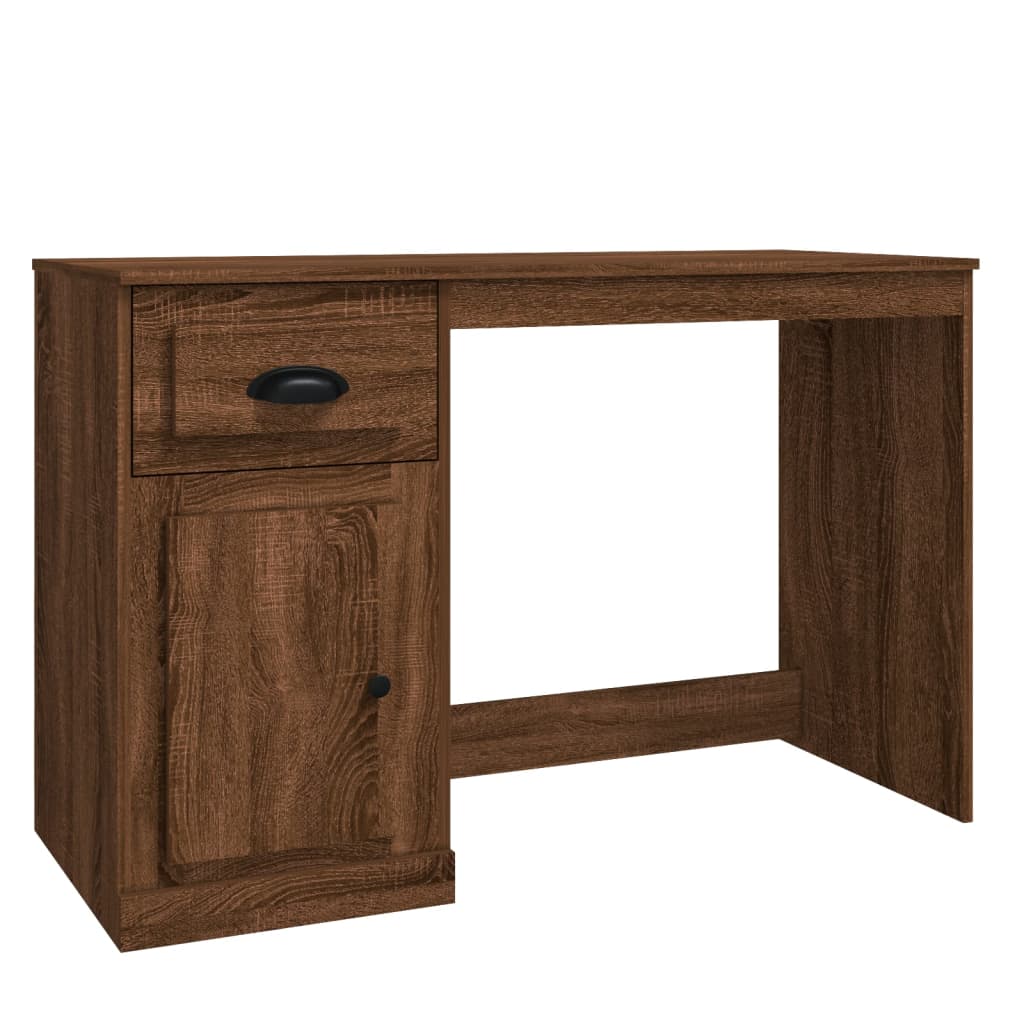 vidaXL Desk with Drawer Brown Oak 115x50x75 cm Engineered Wood