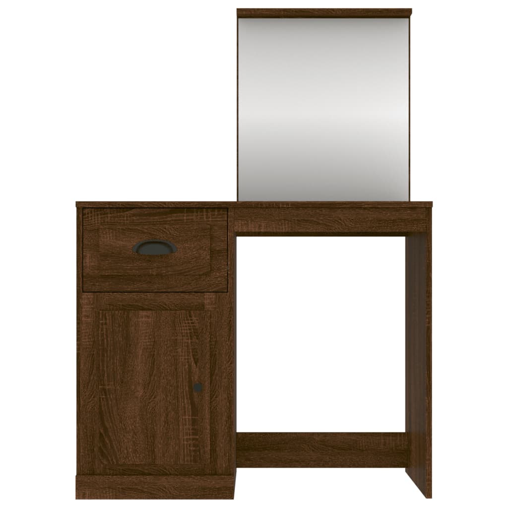 vidaXL Dressing Table with Mirror Brown Oak 90x50x132.5 cm Engineered Wood