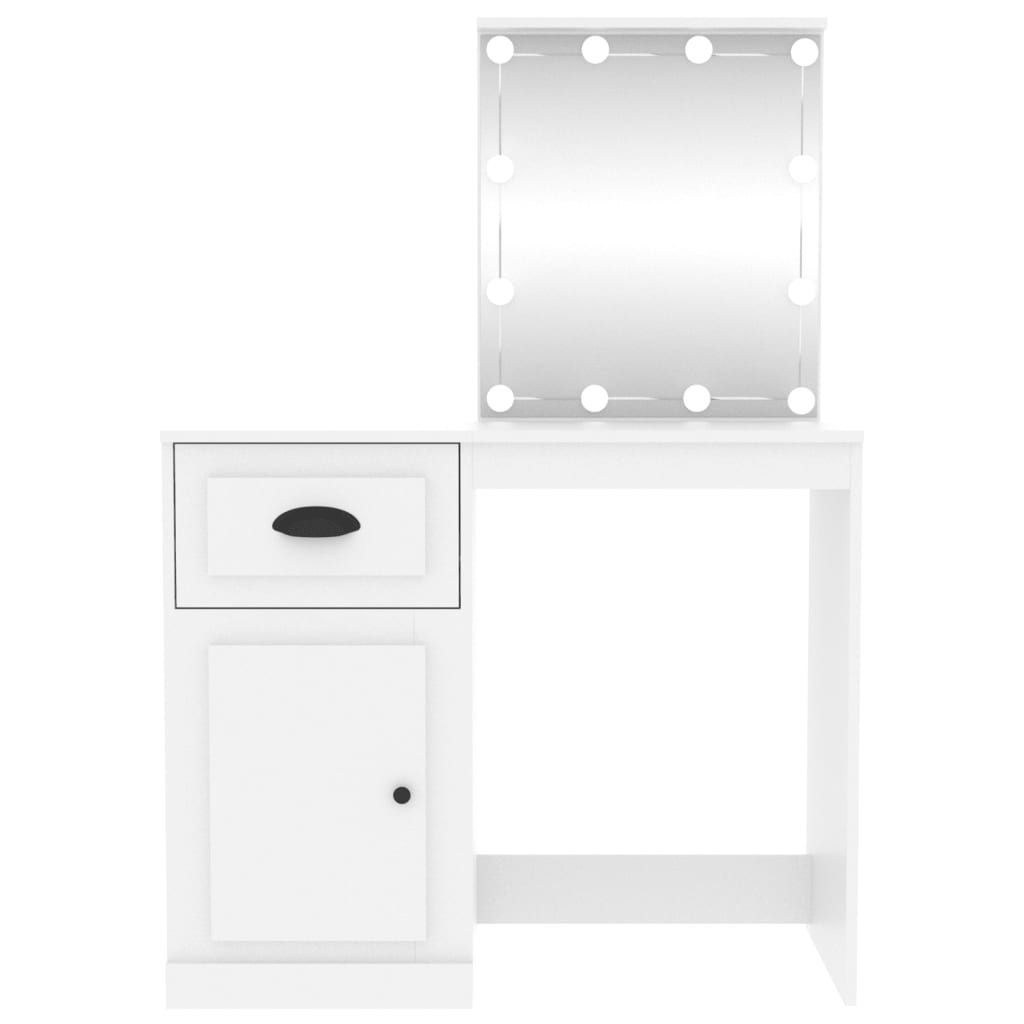 vidaXL Dressing Table with LED White 90x50x132.5 cm Engineered Wood