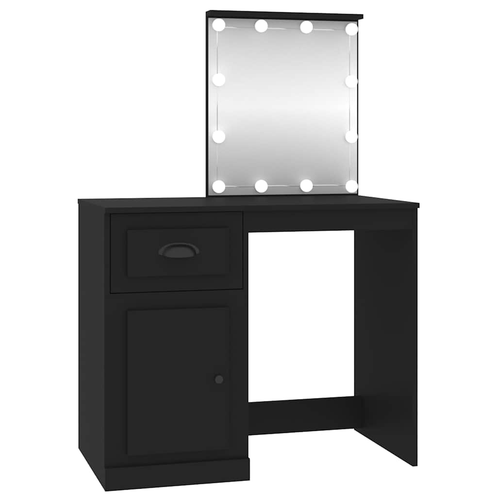 Dressing Table with LED Black 90x50x132,5 cm Engineered Wood