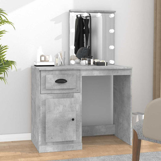 Dressing Table with LED Concrete Grey 90x50x132.5 cm