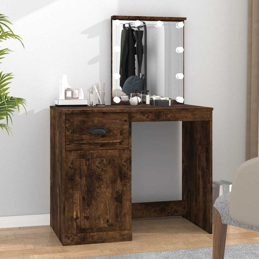 Dressing Table with LED Smoked Oak 90x50x132.5 cm