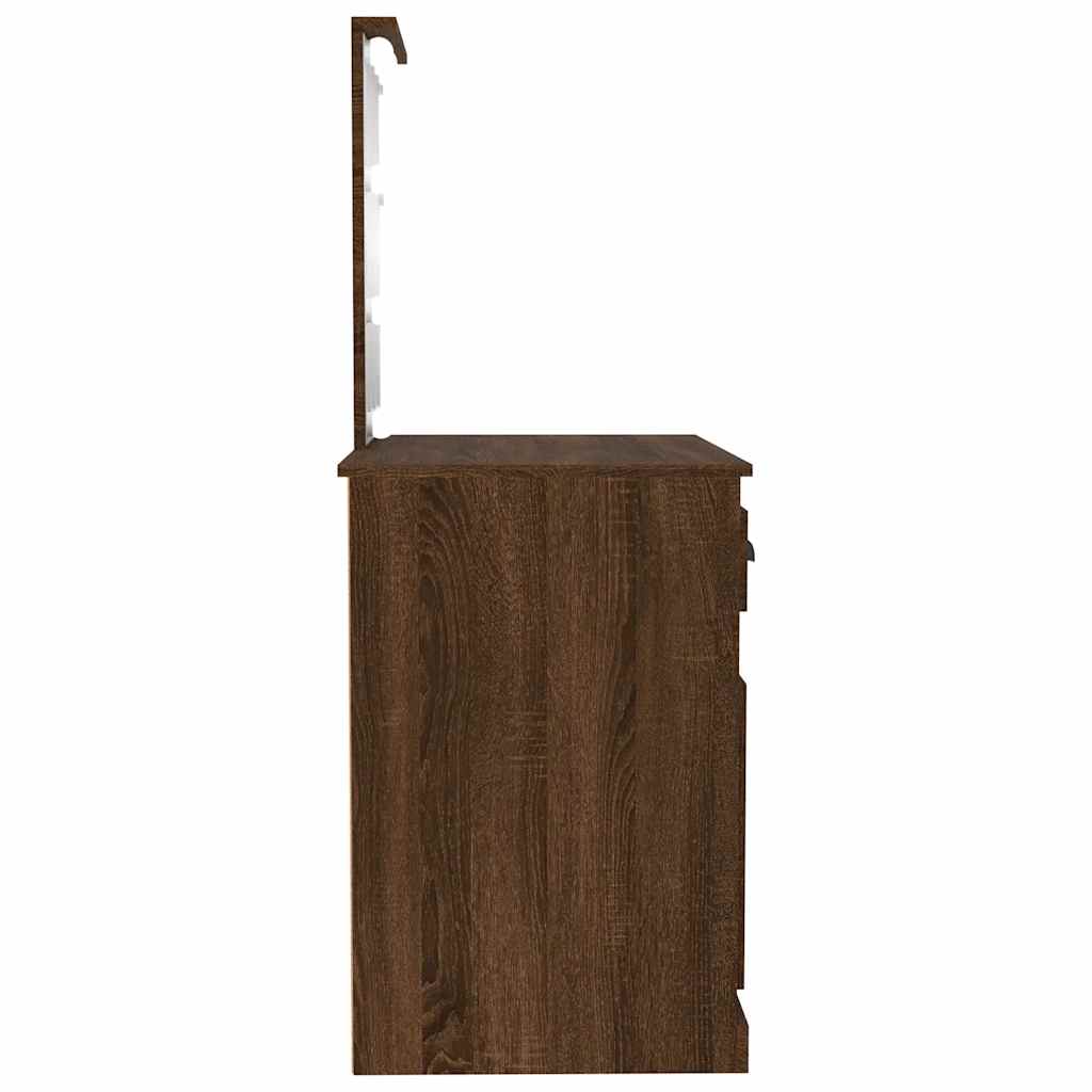 Dressing Table with LED Brown Oak 90x50x132.5cm Engineered Wood