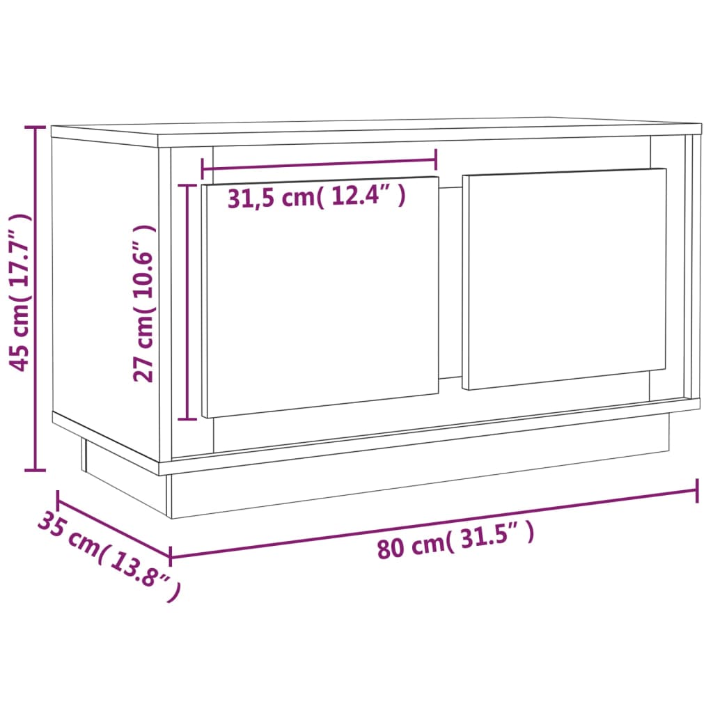 vidaXL TV Cabinet Concrete Grey 80x35x45 cm Engineered Wood