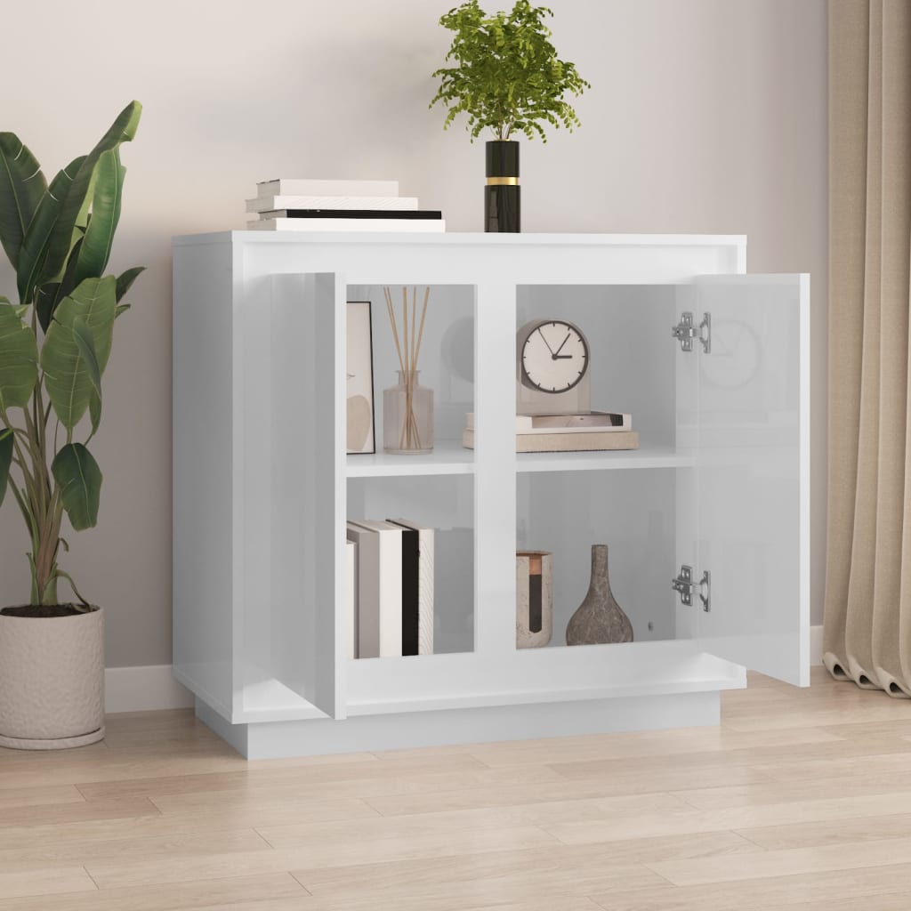 vidaXL Sideboard High Gloss White 80x34x75 cm Engineered Wood