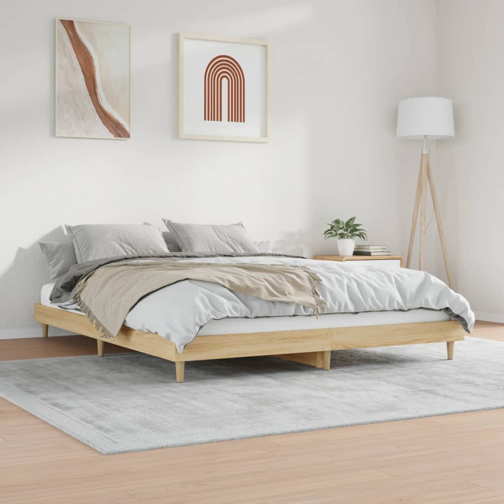 vidaXL Bed Frame without Mattress Sonoma Oak 200x200 cm Engineered Wood