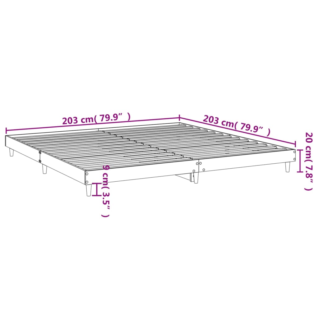 vidaXL Bed Frame without Mattress Sonoma Oak 200x200 cm Engineered Wood