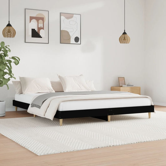 vidaXL Bed Frame without Mattress Black 180x200 cm Super King Engineered Wood